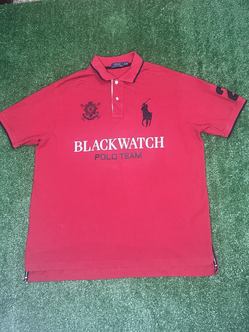 Polo Ralph Lauren Blackwatch Polo Team Rugby Shirt Red Big Pony #2 XLT